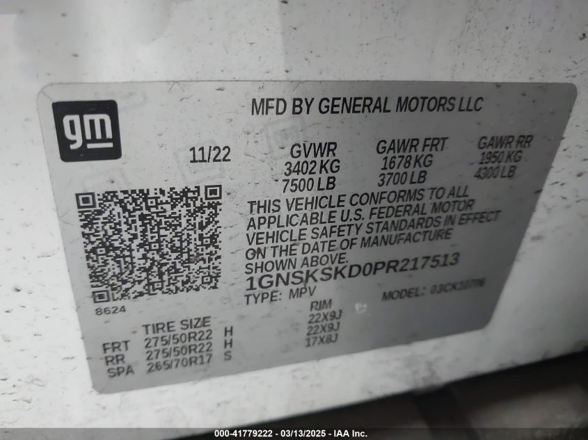 2023 Chevrolet Tahoe - 1GNSKSKD0PR217513