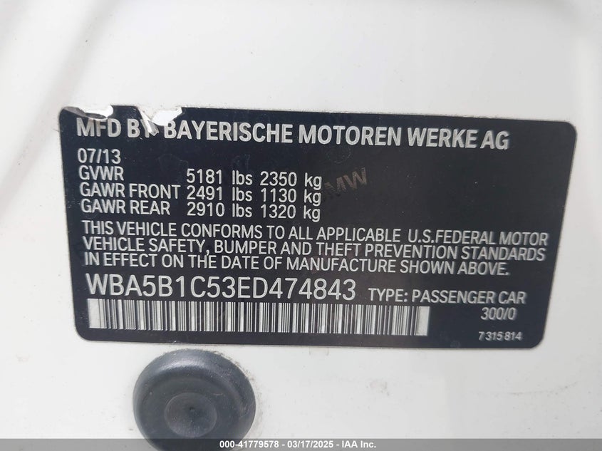 2014 BMW 535I - WBA5B1C53ED474843