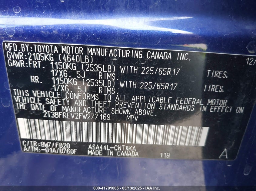 2015 TOYOTA RAV4 LE - 2T3BFREV2FW277169