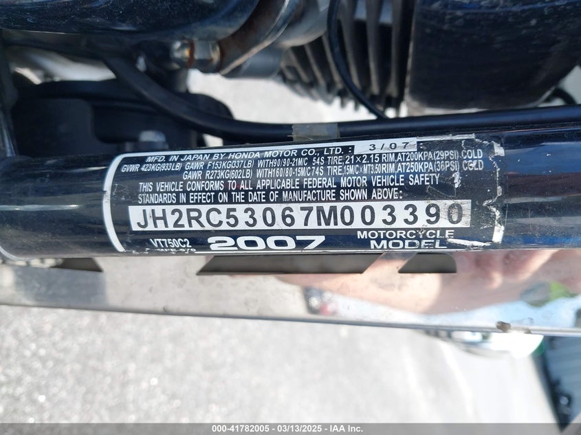 2007 HONDA VT750 C2 - JH2RC53067M003390