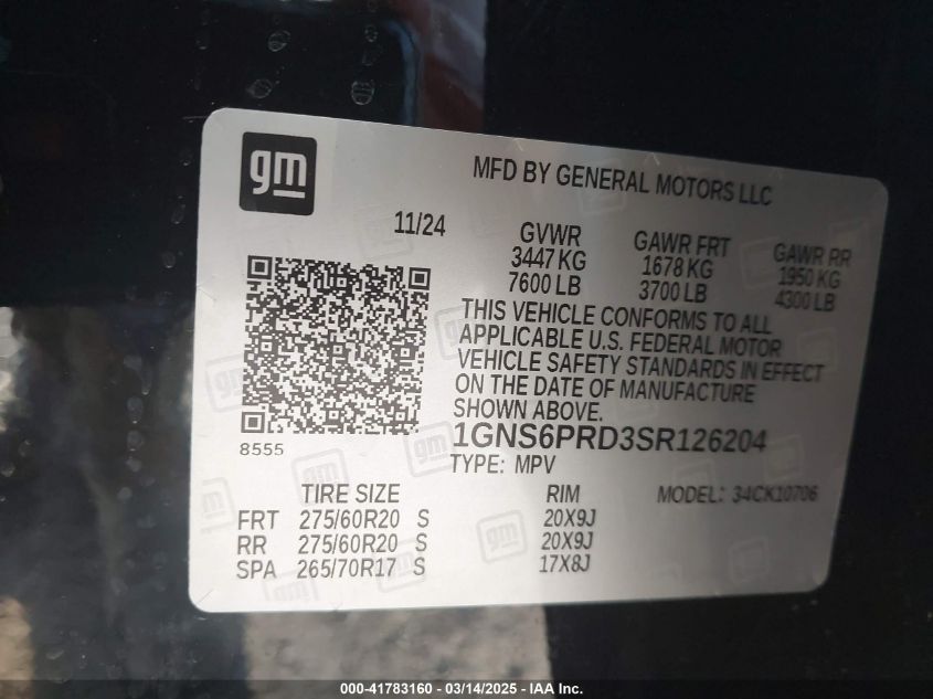 2025 Chevrolet Tahoe - 1GNS6PRD3SR126204