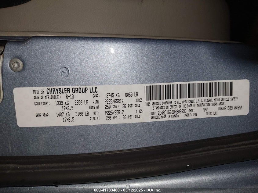 2013 CHRYSLER TOWN & COUNTRY LIMITED - 2C4RC1GG2DR802696