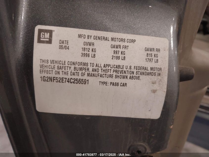 2004 Pontiac Grand Am Se1 VIN: 1G2NF52E74C256591 Lot: 41783877