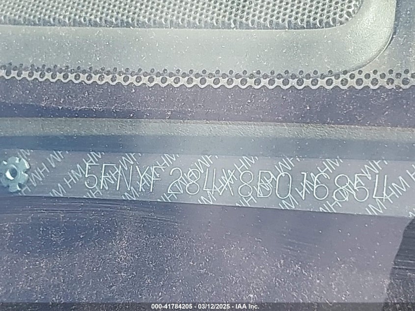 2008 Honda Pilot Ex VIN: 5FNYF284X8B016854 Lot: 41784205