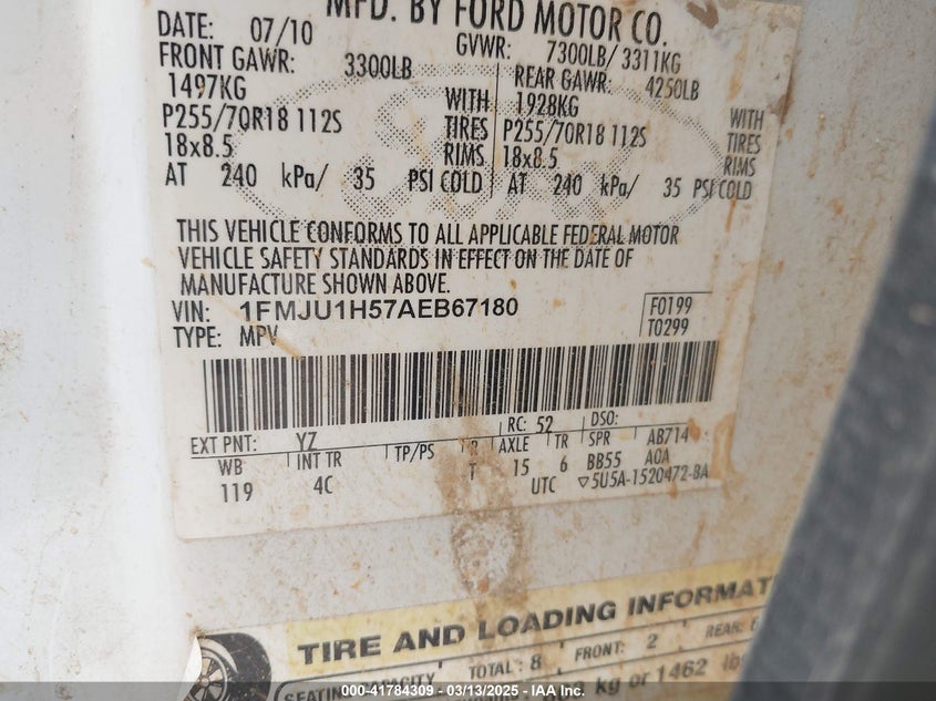 1FMJU1H57AEB67180 2010 FORD EXPEDITION photo no. 9