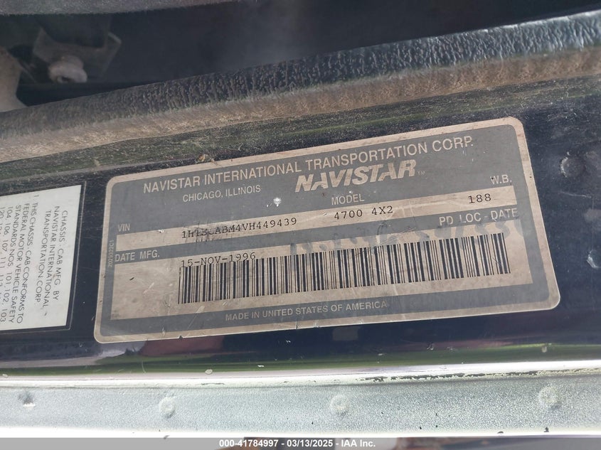 1997 International 4000 4700 VIN: 1HTSCABM4VH449439 Lot: 41784997