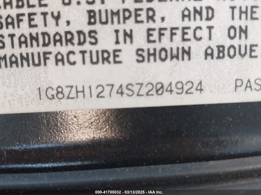 1995 Saturn Sc2 VIN: 1G8ZH1274SZ204924 Lot: 41785032