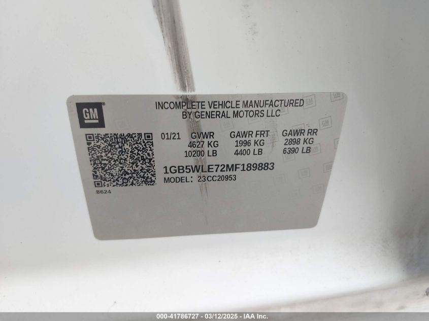 2021 Chevrolet Silverado 2Wd Double Cab Long Bed Wt/2Wd Double Cab Standard Bed Wt VIN: 1GB5WLE72MF18988 Lot: 41786727