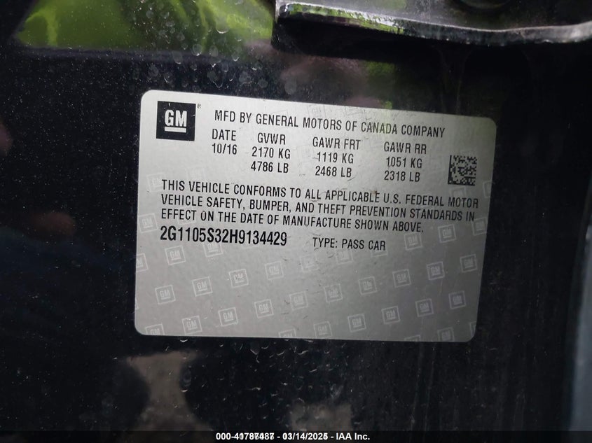 2017 CHEVROLET IMPALA 1LT - 2G1105S32H9134429