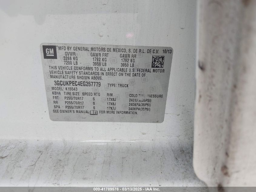 2014 Chevrolet Silverado 1500 Work Truck 2Wt VIN: 3GCUKPEC4EG267779 Lot: 43402978