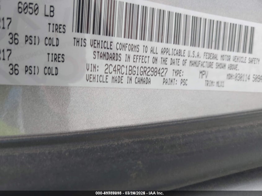 2016 Chrysler Town & Country Touring VIN: 2C4RC1BG1GR298427 Lot: 41789818