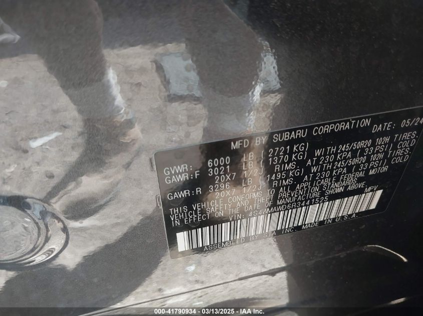 2024 Subaru Ascent Touring 7-Passenger VIN: 4S4WMAWD6R34415 Lot: 41790934