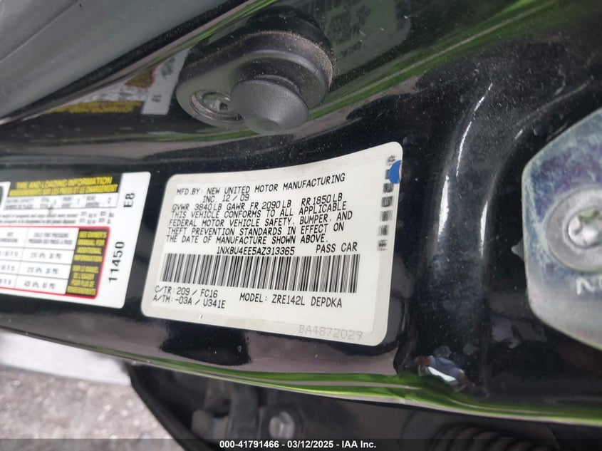 2010 TOYOTA COROLLA VIN: 1NXBU4EE5AZ313365