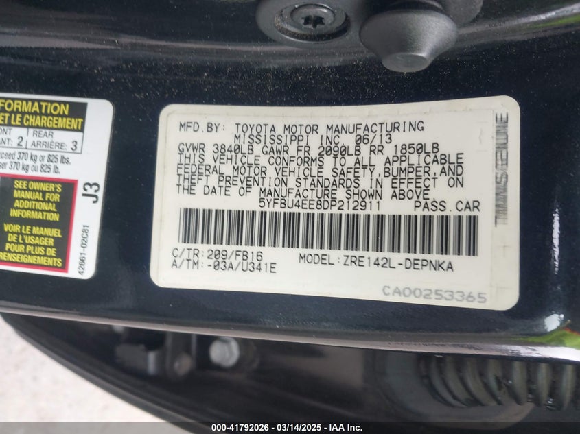 2013 TOYOTA COROLLA LE - 5YFBU4EE8DP212911