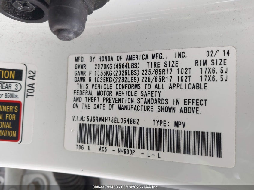 2014 HONDA CR-V EX-L - 5J6RM4H78EL054862