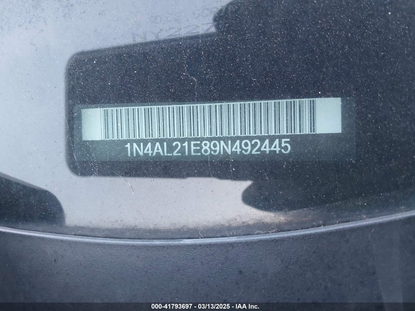 2009 NISSAN ALTIMA VIN: 1N4AL21E89N492445