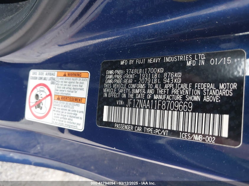 2015 SCION FR-S VIN: JF1ZNAA11F8709669