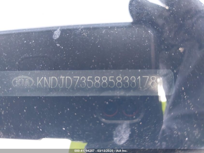 2008 Kia Sorento Lx VIN: KNDJD735885833178 Lot: 41794257