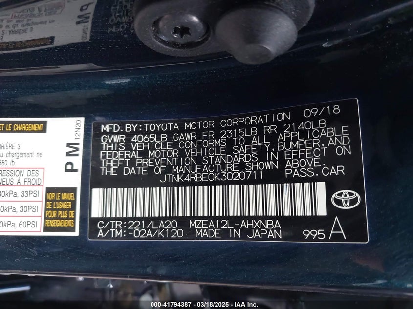 2019 TOYOTA COROLLA XSE - JTNK4RBE0K3020711