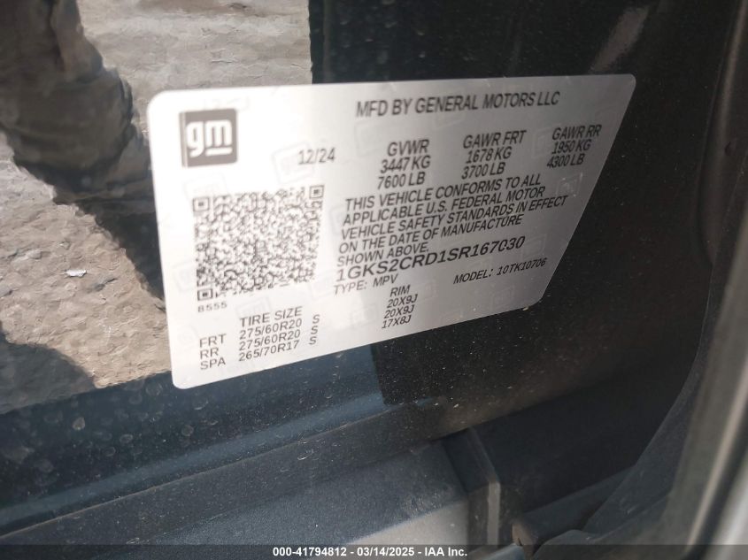 2025 GMC Yukon - 1GKS2CRD1SR167030