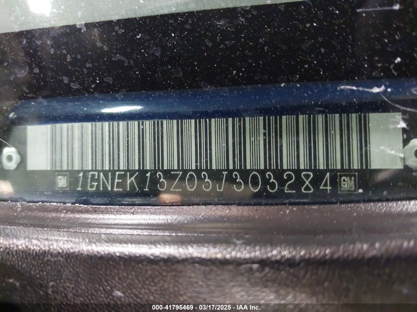2003 Chevrolet Tahoe Lt VIN: 1GNEK13Z03J303284 Lot: 41795469