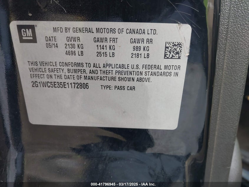 2014 CHEVROLET IMPALA LIMITED LTZ - 2G1WC5E35E1172806