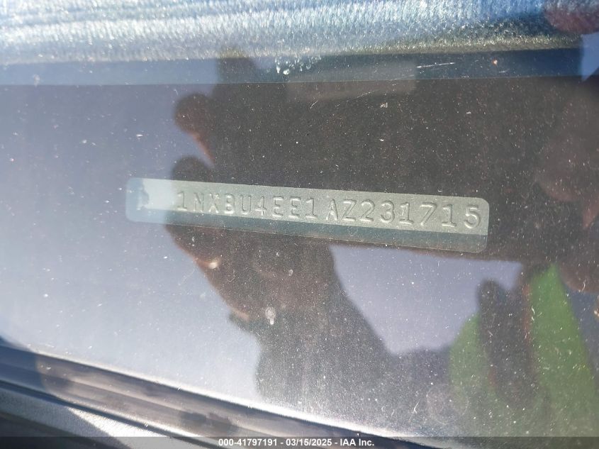 2010 Toyota Corolla S VIN: 1NXBU4EE1AZ231715 Lot: 41797191