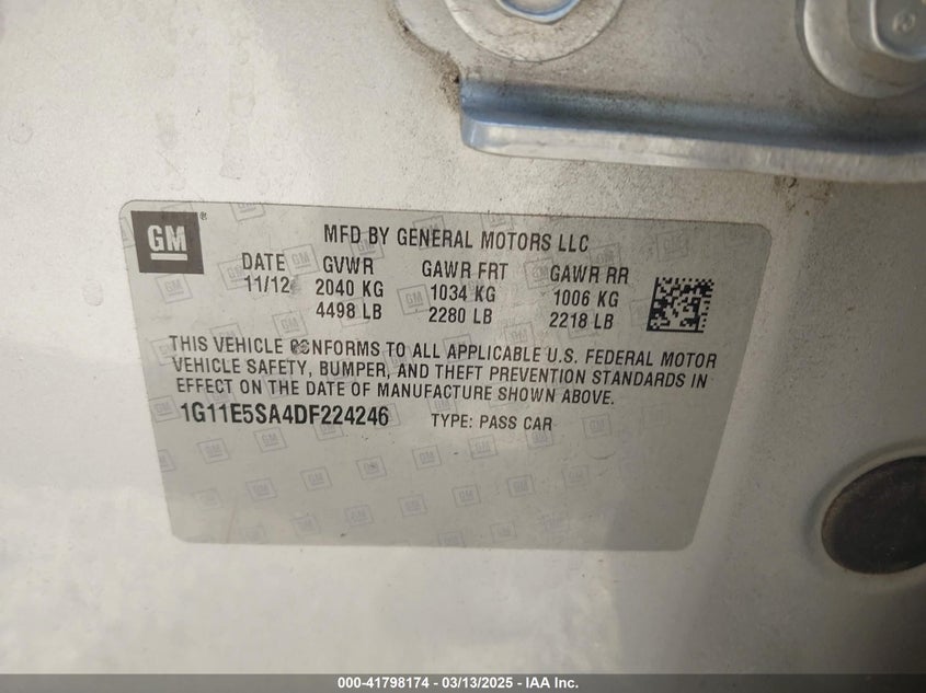 2013 CHEVROLET MALIBU 2LT - 1G11E5SA4DF224246