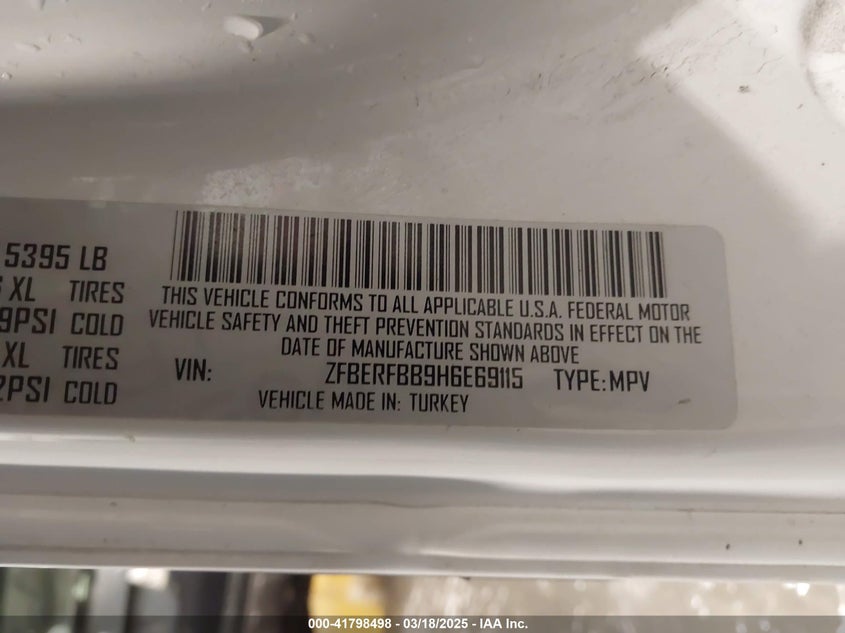 2017 RAM PROMASTER CITY TRADESMAN SLT - ZFBERFBB9H6E69115