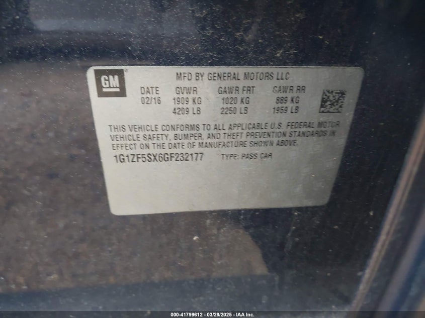 2016 CHEVROLET MALIBU 2LT - 1G1ZF5SX6GF232177