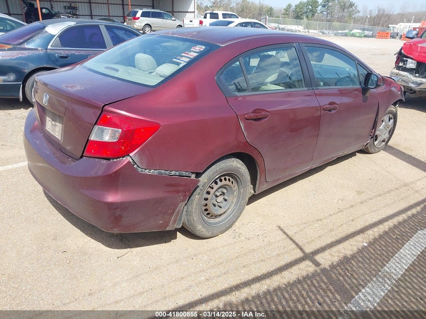2012 HONDA CIVIC VIN: 2HGFB2F54CH531562