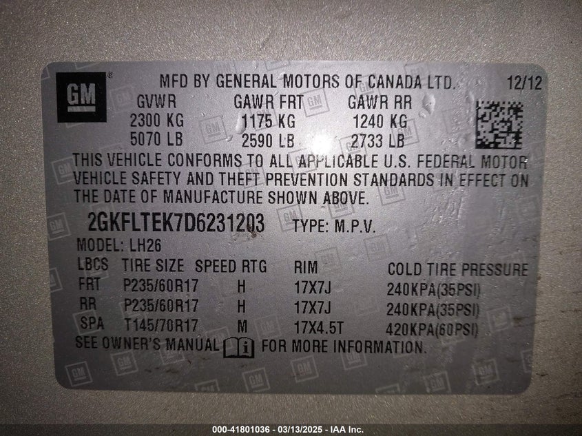 2013 GMC TERRAIN SLE-2 - 2GKFLTEK7D6231203