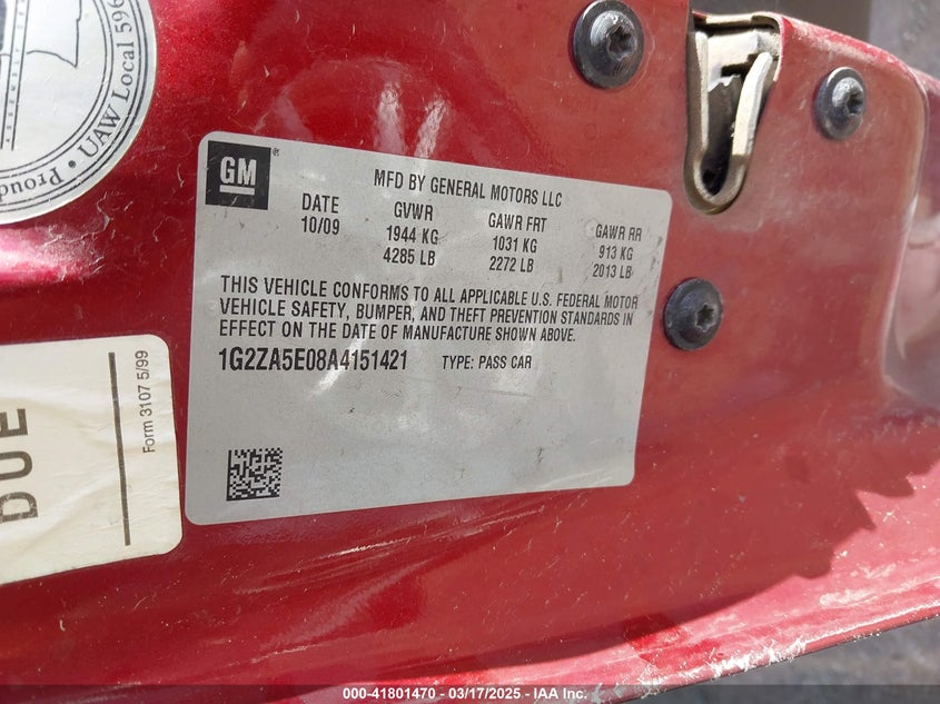 2010 PONTIAC G6 VIN: 1G2ZA5E08A4151421