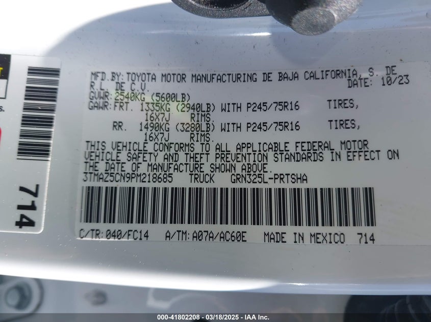 2023 TOYOTA TACOMA SR5 V6 - 3TMAZ5CN9PM218685