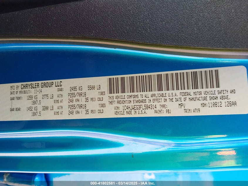 2015 JEEP WRANGLER UNLIMITED SAHARA - 1C4HJWEG3FL584314