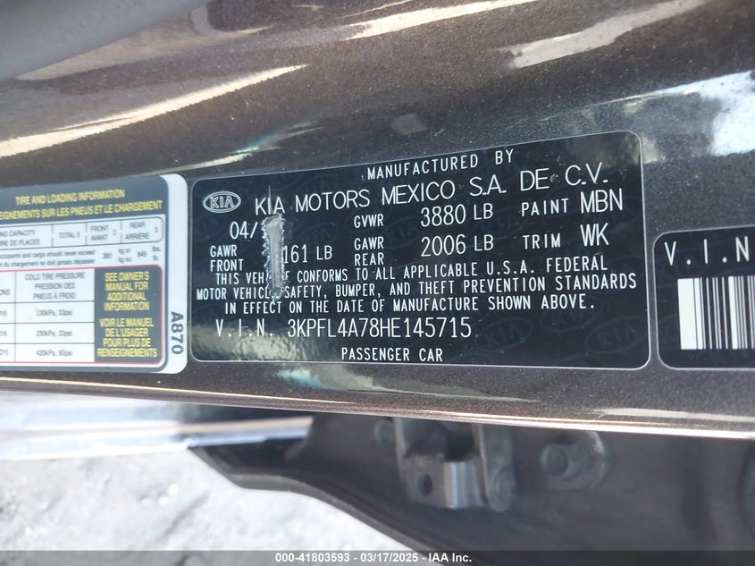 2017 KIA FORTE LX - 3KPFL4A78HE145715