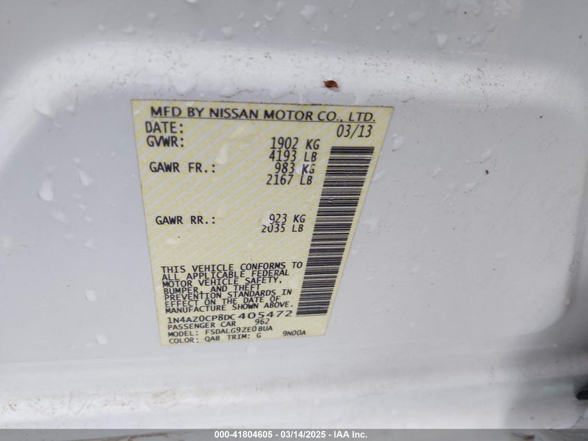 2013 NISSAN LEAF SL - 1N4AZ0CP8DC405472