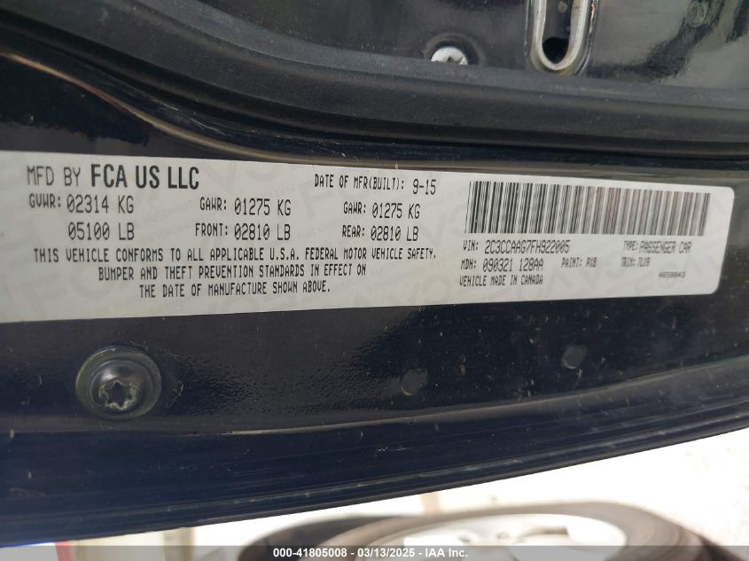 2015 Chrysler 300 Limited VIN: 2C3CCAAG7FH922005 Lot: 43412713