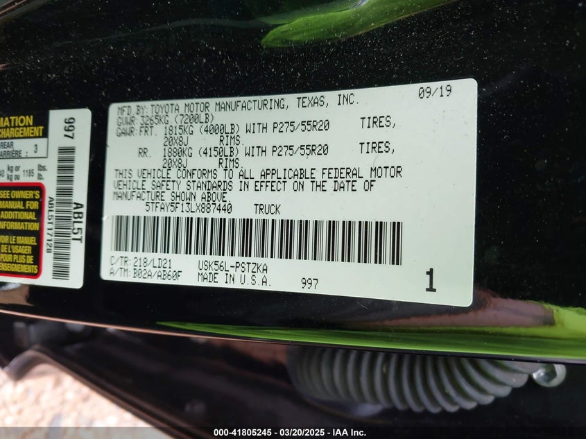 2020 TOYOTA TUNDRA CREWMAX 1794/CREWMAX PLATINUM - 5TFAY5F13LX887440