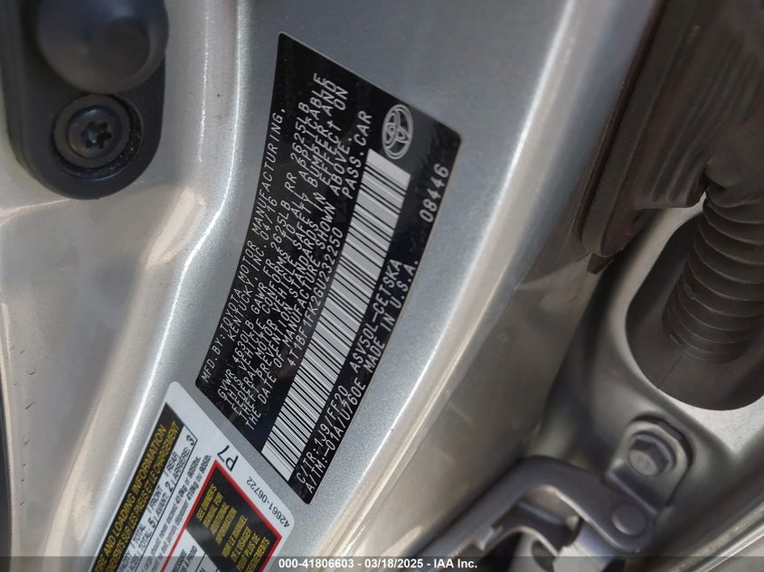 2016 TOYOTA CAMRY VIN: 4T1BF1FK2GU232250