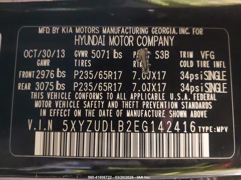 2014 HYUNDAI SANTA FE SPORT 2.4L - 5XYZUDLB2EG142416