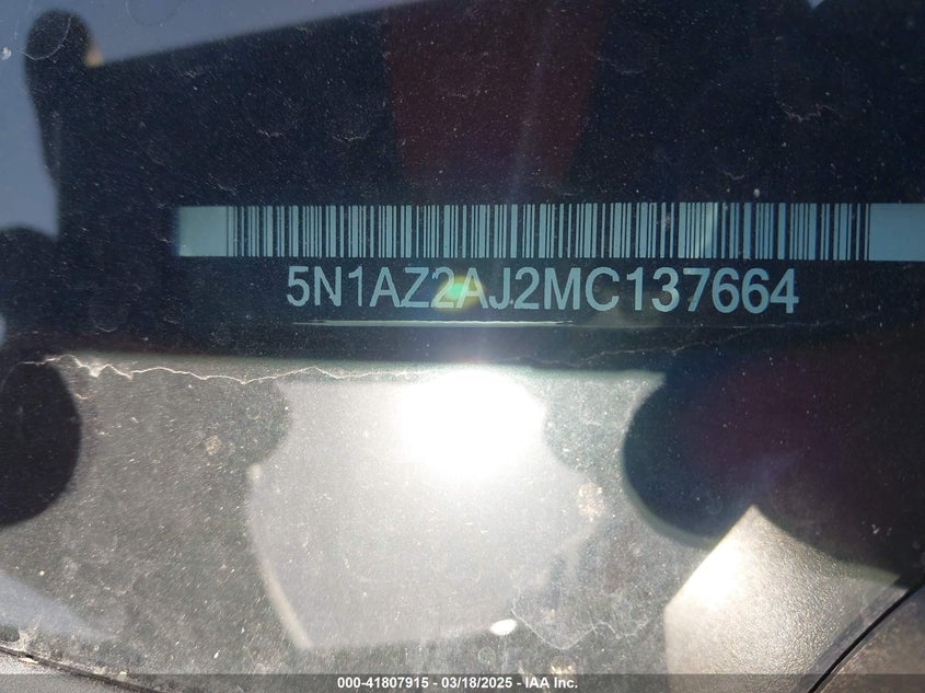 2021 NISSAN MURANO VIN: 5N1AZ2AJ2MC137664