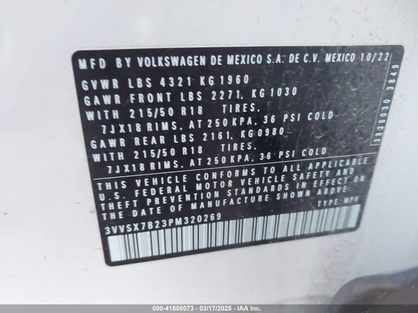 2023 VOLKSWAGEN TAOS 1.5T SE - 3VVSX7B23PM320269