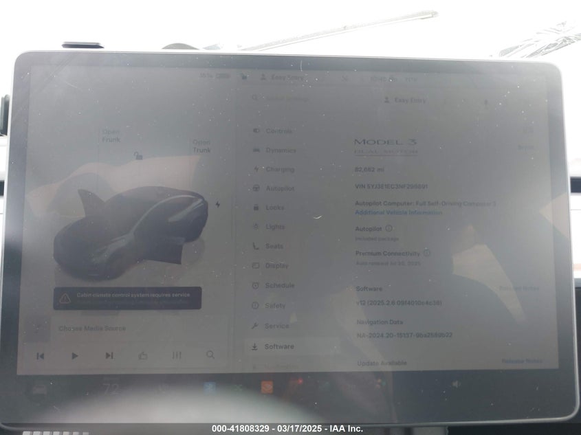 2022 TESLA MODEL 3 VIN: 5YJ3E1EC3NF296891