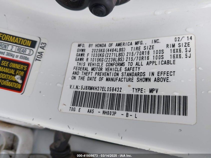 2014 HONDA CR-V LX - 5J6RM4H37EL058432