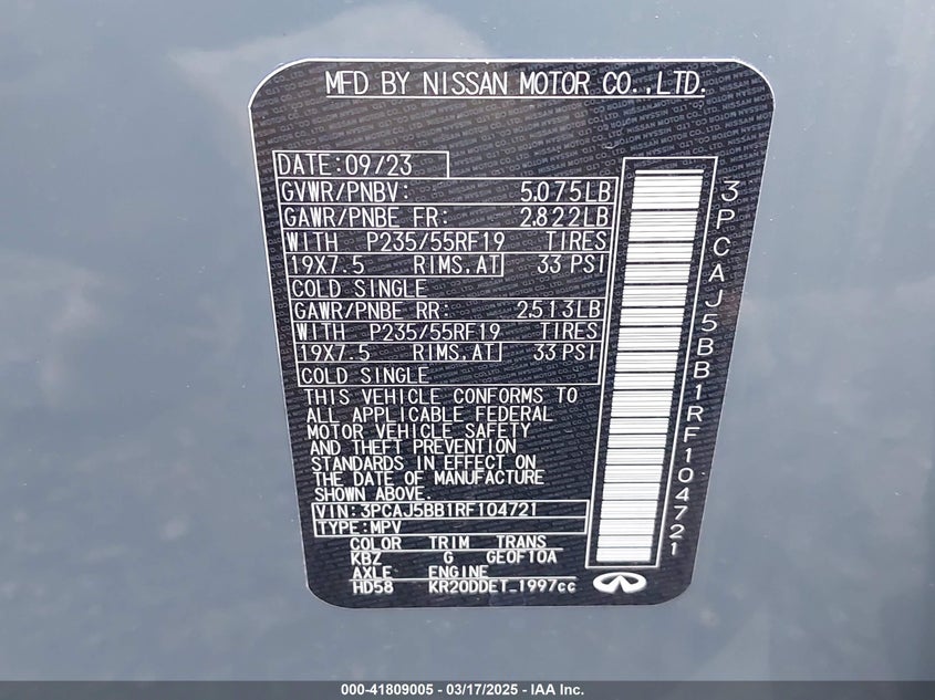 2024 INFINITI QX50 LUXE AWD 3PCAJ5BB1RF104721