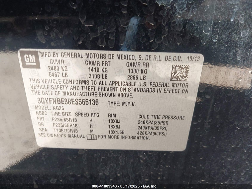 2014 CADILLAC SRX LUXURY COLLECTION - 3GYFNBE38ES566136