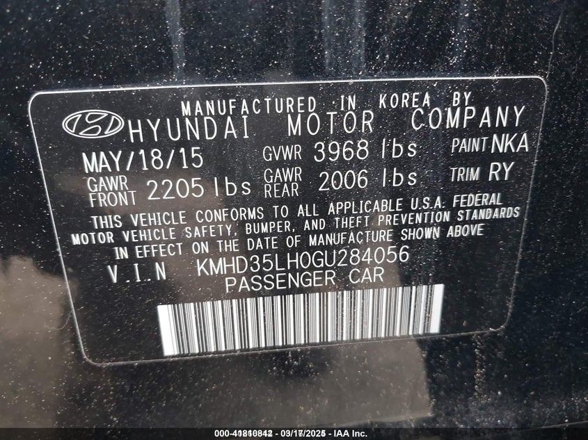 2016 HYUNDAI ELANTRA GT VIN: KMHD35LH0GU284056