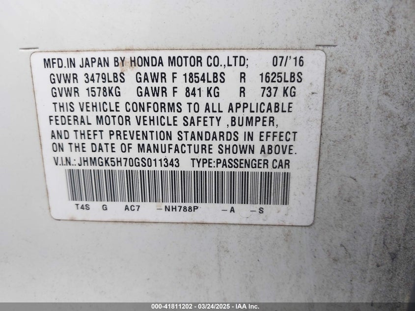 2016 HONDA FIT EX/EXL - JHMGK5H70GS011343