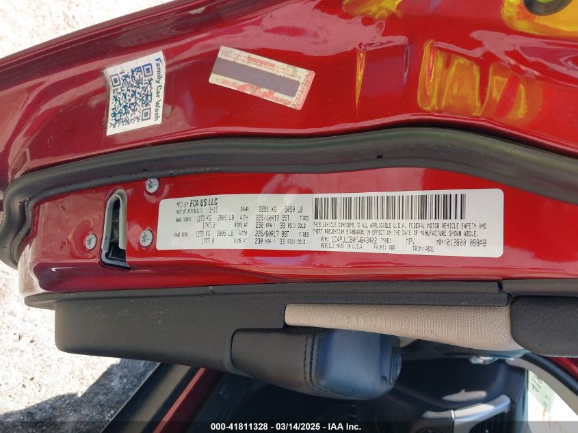 2015 Jeep Cherokee Latitude VIN: 1C4PJLCB0FW643402 Lot: 41811328